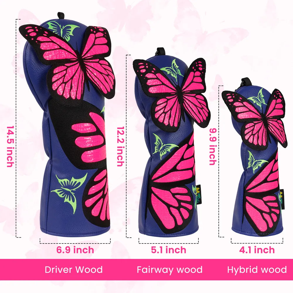 Butterfly PU Leather Golf Driver Cover