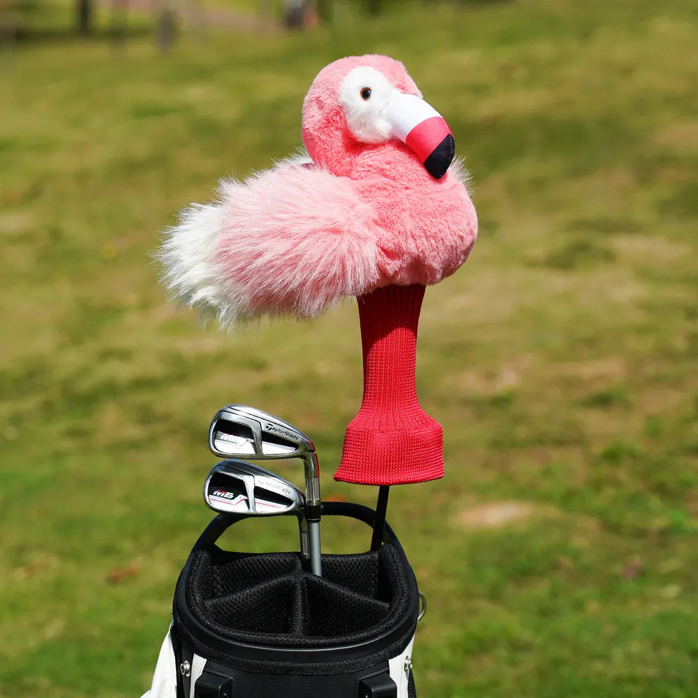 Pink Flamingo Plush Driver Cover