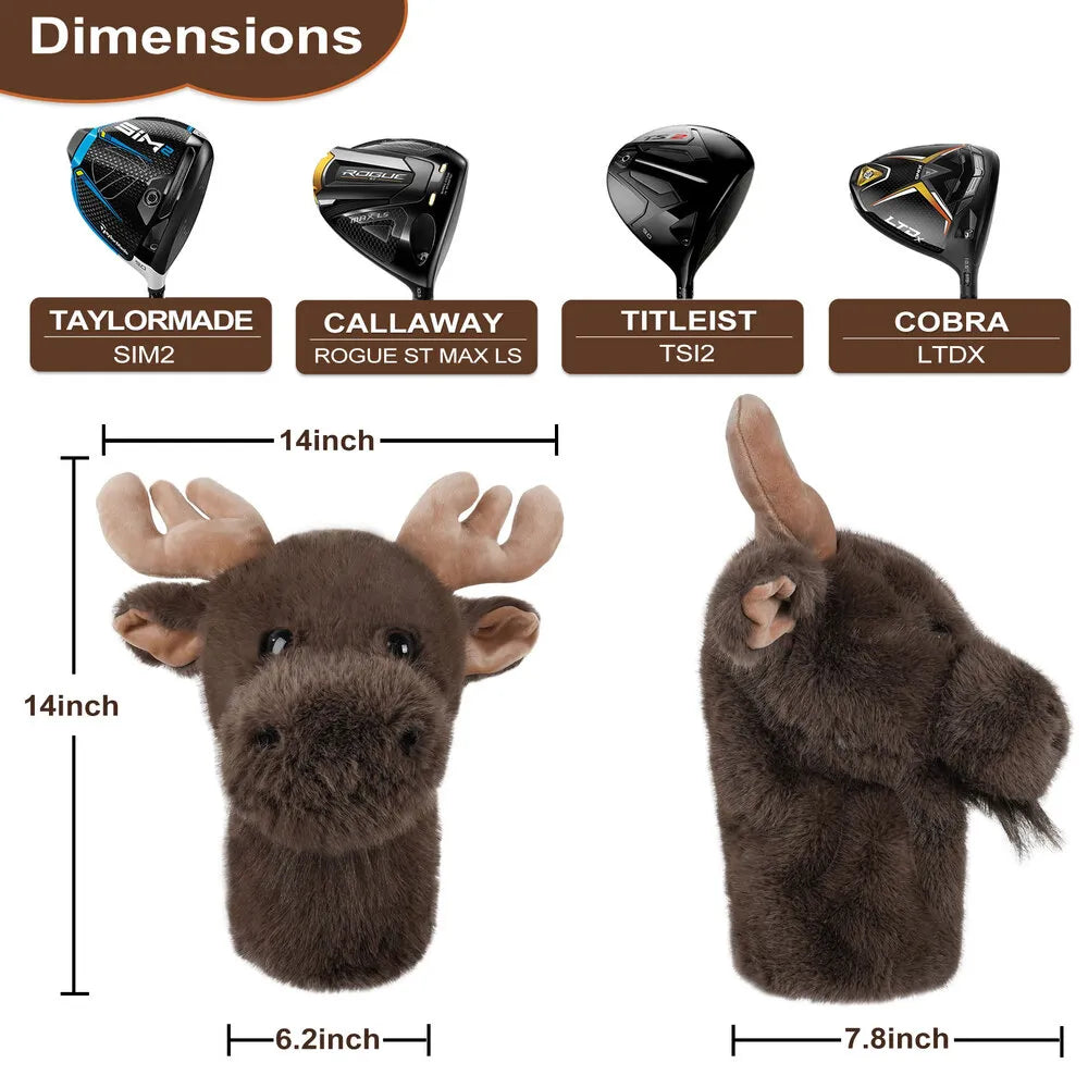 Mytag Moose Plush Head Cover Golf Size
