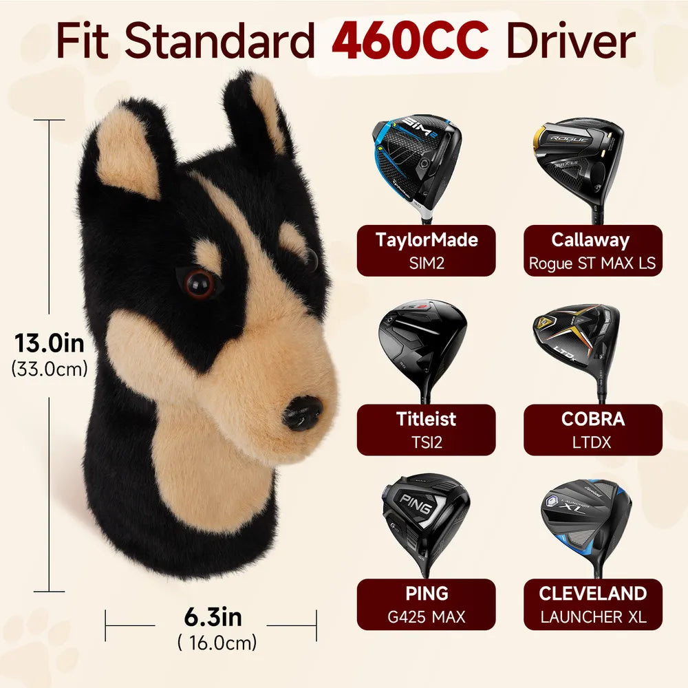 Mytag Siberian Dog Husky Plush Driver Cover Size