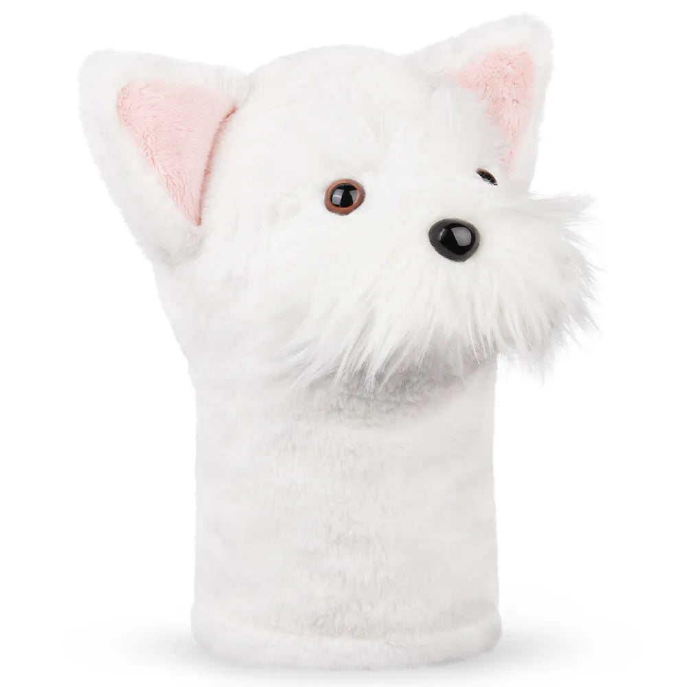 Mytag white dog golf head cover